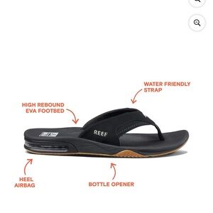 Reef Black Sandals with Tan Sole